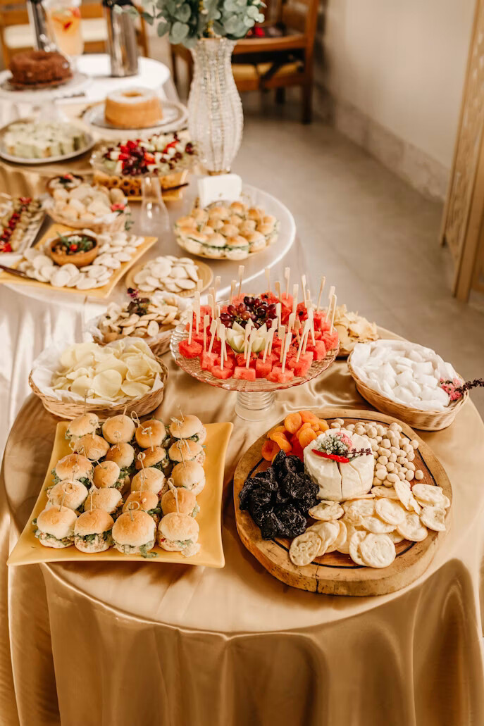 Buffet table of homemade food
